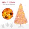HOMCOM 6' Tall Prelit Christmas Tree Douglas Fir Artificial Christmas Tree with Realistic Branches, 250 Warm White LED Lights and 1000 Tips, Pink view 4