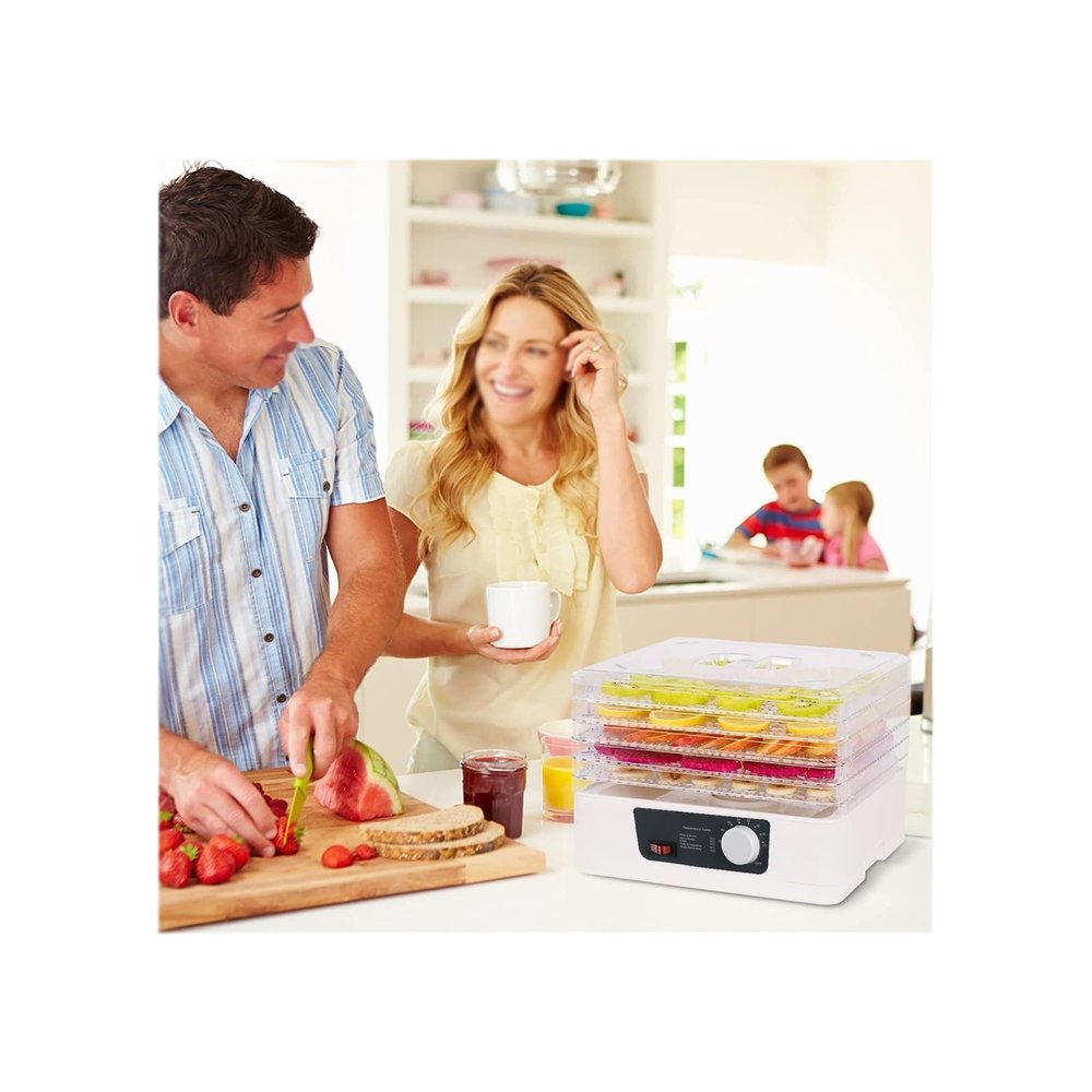 HomeLoft Basics Fruit Dehydrator Machine With 5-Trays, Adjustable Time Un Freeze Dryer Machine For Candy & Snacks, Beef Chicken Fish Mushroom Vegetables(Blue)