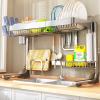 Over The Sink Dish Drying Rack, Kitchen Counter Dish Drainer Rack Adjustable Dish Rack for Kitchen Organizer Space Saver (Silver 2) (Silver 1) (Silver 1) view 2