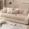 Dfcdcoo Couch Cover,Sofa Cover Sectional Couch Covers,Plaid Quilted Suede Sofa Cover, Super Soft Non Slip Sectional Furniture Couch Covers (Coffe,Waist pillowcase/13x13in) view 1
