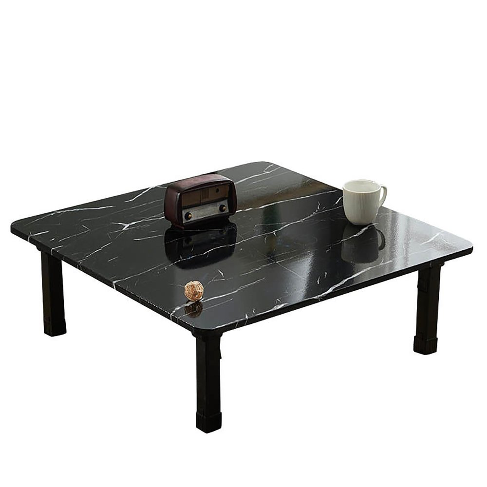 JIXDILO Japanese Folding Table Round/Square,Wooden Low Table Floor Table Chabudai Tables,Small Foldable Coffee Tables(27.5inch, Square Black-B)