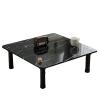 JIXDILO Japanese Folding Table Round/Square,Wooden Low Table Floor Table Chabudai Tables,Small Foldable Coffee Tables(27.5inch, Square Black-B) view 1