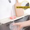 19.7 Inch Sink Splash Guard, Kitchen Sink Drain Mat, Foldable Rim Sink Mat, Sink Splash Guard, Faucet Handle Drip Collection Tray Mat, Drip Splash Countertop 2Pcs(Beige) view 3