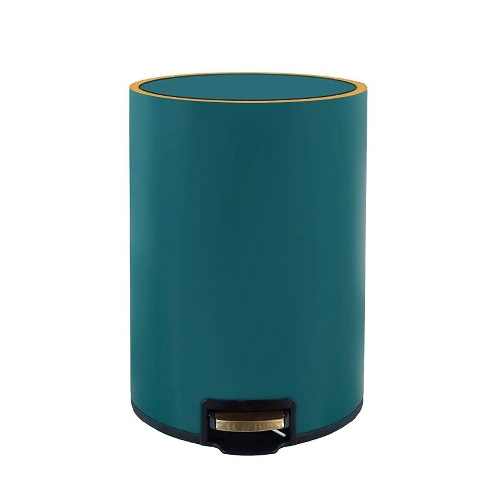 WAVEPEAK Indoor Trash cans Trash Can, Round Trash Can Stainless Steel Trash Can with Lid for Kitchen Bedroom and Living Room (12L 2.6bal) Indoor Garbage cans(Blue,2.6bal)