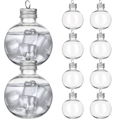 10pcs Clear Plastic Fillable Ornament Balls, 150ml Transparent Juice Bottles Christmas Tree Fillable Ornaments Bulb Shape for Party Wedding Decor