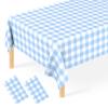 2 Pack Blue Gingham Tablecloth, Disposable Plastic Light Blue Checkered Table Cloth, Blue & White Plaid Table Cover for Outdoor Picnic, Wedding, Baby & Bridal Shower, Birthday Party (54 x 108 Inch) view 1