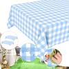 2 Pack Blue Gingham Tablecloth, Disposable Plastic Light Blue Checkered Table Cloth, Blue & White Plaid Table Cover for Outdoor Picnic, Wedding, Baby & Bridal Shower, Birthday Party (54 x 108 Inch) view 2