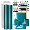 Shower Caddy and Bathroom Accessories Set, 25PC Bathroom Accessory Set with Shower Shelf Caddy for Bathroom Storage, Teal Shower Curtain Set, Toilet Brush, Trash Can, Soap Dispenser, Toothbrush holder view 1