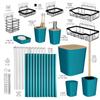 Shower Caddy and Bathroom Accessories Set, 25PC Bathroom Accessory Set with Shower Shelf Caddy for Bathroom Storage, Teal Shower Curtain Set, Toilet Brush, Trash Can, Soap Dispenser, Toothbrush holder view 2