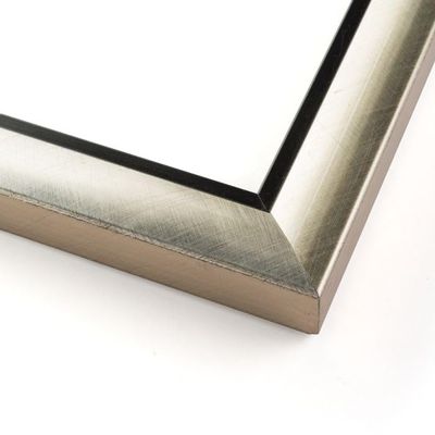 10x16 Frame Silver with Black Rim Solid Wood Picture Frame Width 1.25 Inches | Interior Frame Depth 0.4375 Inches | Sterling Photo Frame Complete with UV Acrylic, Foam Board Backing & Hanging Hardware