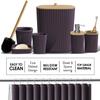 Shower Caddy and Bathroom Accessories Set, 25PC Bathroom Accessory Set with Shower Caddy for Bathroom Storage, Purple Shower Curtain Set, Toilet Brush, Trash Can, Soap Dispenser, Toothbrush Holder view 3