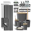 Clara Clark Bathroom Accessories Set - 27PC Bathroom Set with Adhesive Corner Shower Caddy Hanging, Bathroom Sets with Shower Curtain and Rugs, Grey Shower Curtain Set with Bathroom Trash Can view 1
