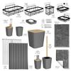 Clara Clark Bathroom Accessories Set - 27PC Bathroom Set with Adhesive Corner Shower Caddy Hanging, Bathroom Sets with Shower Curtain and Rugs, Grey Shower Curtain Set with Bathroom Trash Can view 3