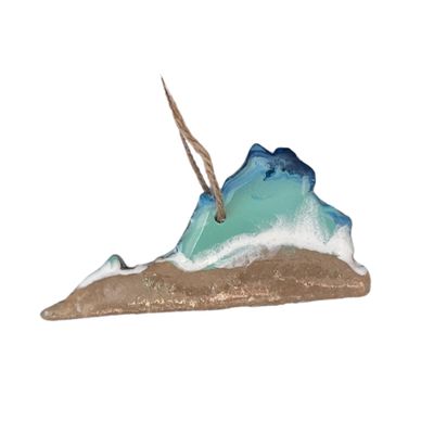 Beach Christmas Ornament, Ocean Resin Wave Art, Unique, State Ornament (Virginia)