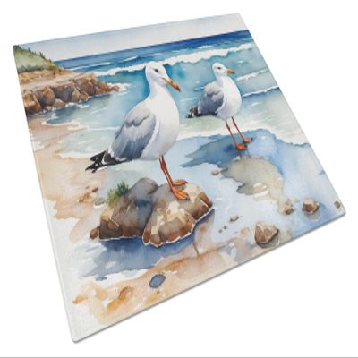 Caroline's Treasures Gulls Scavenging Glass Cutting Board Decorative Tempered Glass Kitchen Cutting and Serving Board Large Size Chopping Board