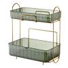 Perfume Organizer, Skin Care Organizer 2 Layers Heightened Design Bathroom Countertop Organizer with Removable Box for Kitchen, Desktop, Bedroom, Bathroom, Living Room (Green) view 4