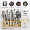 BARE BARREL Mixology Bartender Kit Bar Set | 16-Piece Cocktail Shaker Set | Martini Barware Mixing Tools for Home Bartending | Incl. 35 Recipe Cards | Gift Set (24oz Cobbler Shaker, Silver/Natural) view 2