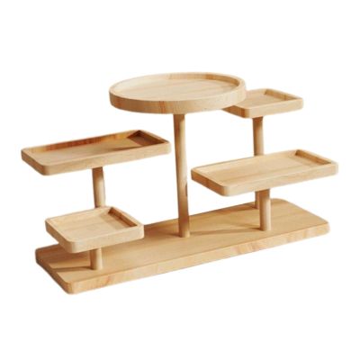 Gralara Wooden Multi Layer Display Rack Wooden Display Riser Statue Wood Shelf .Multipurpose Counter Top Display Shelf for Livingroom, 30x13.5x23cm