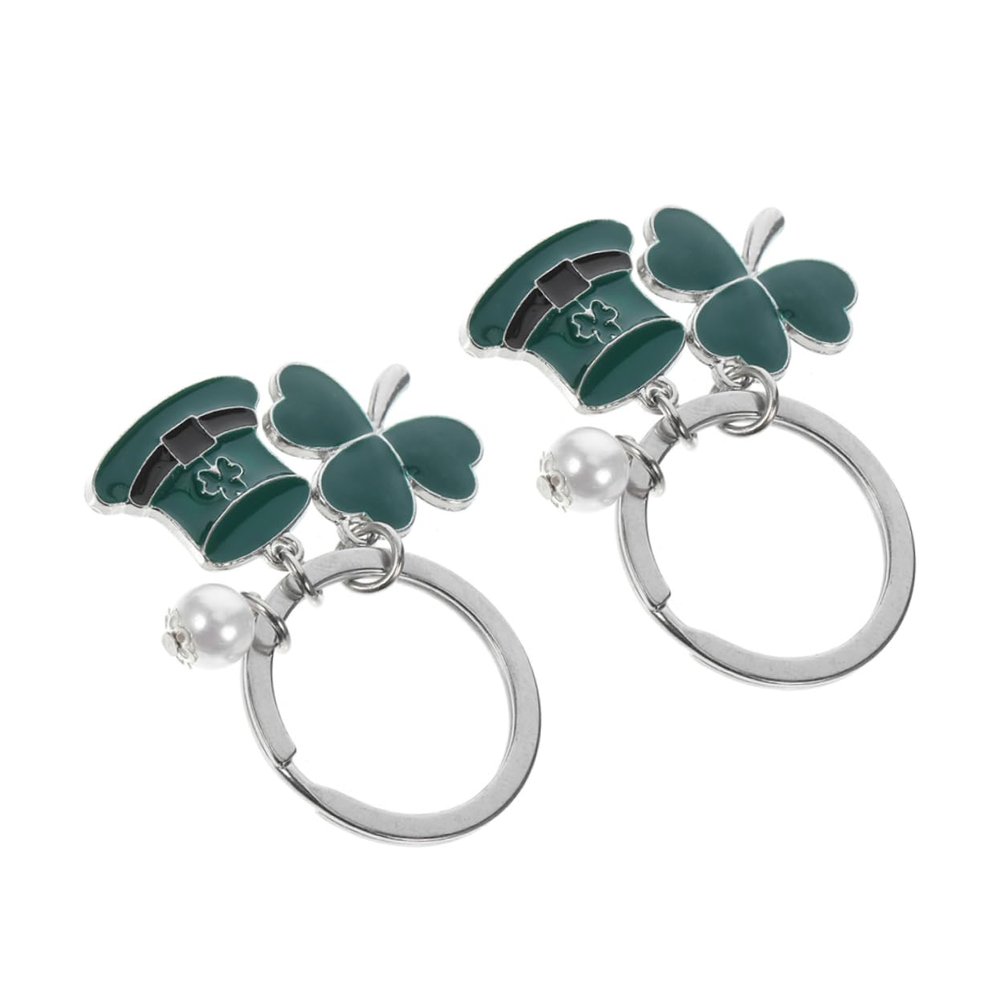 2pcs Key Chain Key Fob Key Ring Alloy Key Holders Novelty Keychain Birthday Gift for Daughter St Patricks Day Keyring Shamrock Keychain Shamrock Keyring Hanging Handbag/1122