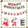Lovmeety 3 Pcs Merry Christmas Banners Party Decorations, Xmas Paper Hanging Banner Set Patterns of Santa Christmas Trees Snowman Christmas Banner Flags for Home Office Party Decor Supplies view 2