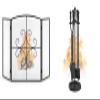 Gtongoko 3 Panel Fireplace Screen 48" W x 29" H Bundle Fireplace Tools Set 5 Pcs 30.5 Inch Black view 1