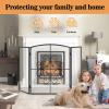Gtongoko 3 Panel Fireplace Screen 48" W x 29" H Bundle Fireplace Tools Set 5 Pcs 30.5 Inch Black view 2