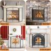 Gtongoko 3 Panel Fireplace Screen 48" W x 29" H Bundle Fireplace Tools Set 5 Pcs 30.5 Inch Black view 3