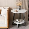 2 Tier Round Side Table, with Storage Shelf, Nightstand Bedside Table for Living Room Bedroom Small Space Living Room, Bedroom (19.7 * 21.7in) view 1