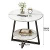 2 Tier Round Side Table, with Storage Shelf, Nightstand Bedside Table for Living Room Bedroom Small Space Living Room, Bedroom (19.7 * 21.7in) view 2