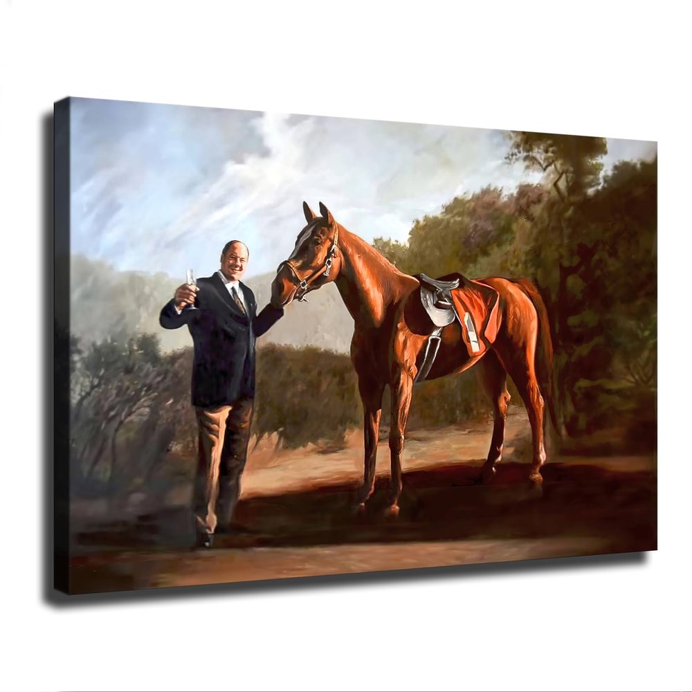 Napoleon Tony Soprano with Pie-o-my Horse Posters Modern Aesthetic Canvas Wall Art Home Interior HD Decorative Painting Holiday Gift (2030inch-Framed)