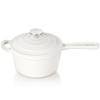 TeamFar 1QT Enameled Cast Iron Sauce Pan, Small Sauce Pot with Lid, Mini Dutch Oven Saucepan for Cooking/Simmering/Baking/Boiling, Sturdy & Nonstick, Oven Safe & Fit for Induction- White view 1