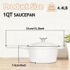 TeamFar 1QT Enameled Cast Iron Sauce Pan, Small Sauce Pot with Lid, Mini Dutch Oven Saucepan for Cooking/Simmering/Baking/Boiling, Sturdy & Nonstick, Oven Safe & Fit for Induction- White view 2