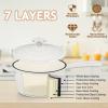 TeamFar 1QT Enameled Cast Iron Sauce Pan, Small Sauce Pot with Lid, Mini Dutch Oven Saucepan for Cooking/Simmering/Baking/Boiling, Sturdy & Nonstick, Oven Safe & Fit for Induction- White view 3