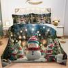 Christmas Snowmen Comforter Set Twin Size 3D Pine Trees Sparkling Lighting Background Print Quilted Bedding Set for Childern Kids Adult Soft Boys Girls Teens Bedroom Comforter with 1Pillowcase view 1