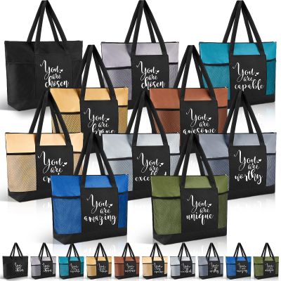Clysee 20 Pcs Employee Appreciation Gifts Bulk Thank You Tote Bags for Women Mother's Day Nurses Teacher Gifts (Neutral)