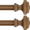 Wooden Curtain Rods for Windows 66-120 inches Curtain Rod Diameter 1 Inch, Wood Decorative Treatment Single Window Rods - Square Imitation Wood Grain Finial 2 Pack view 1