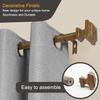 Wooden Curtain Rods for Windows 66-120 inches Curtain Rod Diameter 1 Inch, Wood Decorative Treatment Single Window Rods - Square Imitation Wood Grain Finial 2 Pack view 2