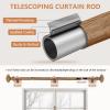Wooden Curtain Rods for Windows 66-120 inches Curtain Rod Diameter 1 Inch, Wood Decorative Treatment Single Window Rods - Square Imitation Wood Grain Finial 2 Pack view 3