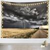 CORFOTO Lightning Thunderstorm Tapestry 98''Wx180''L Rural Farmland Dark Ominous Clouds Sky Thunder-Storm Natural Wheat Field Tapestries for Bedroom Aesthetic Living Room College Dorm Decor view 1