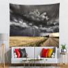 CORFOTO Lightning Thunderstorm Tapestry 98''Wx180''L Rural Farmland Dark Ominous Clouds Sky Thunder-Storm Natural Wheat Field Tapestries for Bedroom Aesthetic Living Room College Dorm Decor view 2