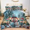 Albideyaa Kawaii Cartoon Snowmen Pattern Twin Size Comforter Set for Christmas Winter Snow Scenery Print Bedding Duvet Set for Kids Adult New Year Bedroom Decor Quilt Set with 1Pillowcase view 1