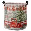 Laundry Baskets Xmas Red Truck Christmas Tree Winter Snow,Collapsible Laundry Hamper Dirty Clothes Basket with Handle,Storage Bag for Bathroom/Bedrooom Farmhouse Buffalo Plaid view 1