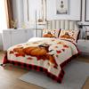 Autumn Kids Bedspread Twin Size,Geometric Grids Patchwork Coverlet Set,Boys Girls Room Decor,Kawaii Cat Maple Leaf Fall Harvest Pumpkin Quilted Coverlet,Rustic Retro Bedding Quilt,1 Pillowcase view 2