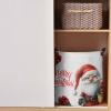 Laundry Baskets Cartoon Santa Claus Merry Christmas,Collapsible Laundry Hamper Dirty Clothes Basket with Handle,Storage Bag for Bathroom/Bedrooom Bow Xmas Box White view 2
