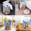 Laundry Baskets Christmas Santa Claus Xmas Tree Winter Snowflakes,Collapsible Laundry Hamper Dirty Clothes Basket with Handle,Storage Bag for Bathroom/Bedrooom Blue Sky view 4