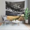 CORFOTO Lightning Thunderstorm Tapestry 47''Wx70''L Rural Farmland Dark Ominous Clouds Sky Thunder-Storm Natural Wheat Field Tapestries for Bedroom Aesthetic Living Room College Dorm Decor view 4