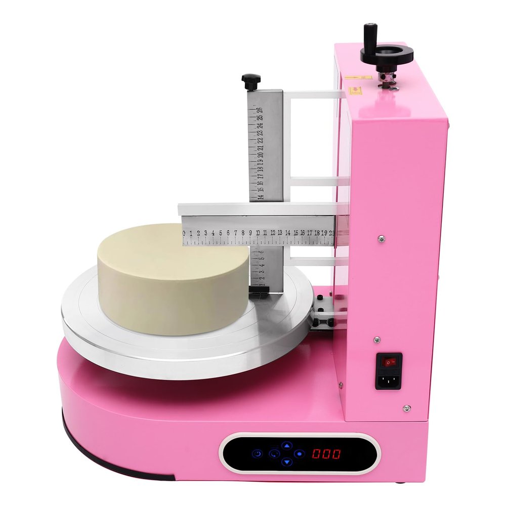 Cake Decorating Coating Machine Automatic Cake Cream Spreading Coating Filling Machine 4-12 In Round Birthday Cake Cream Smoother Bread Cream Spreading Machine (Pink)