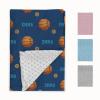 Duckbe Personalized Baby Blanket for Boys and Girls, Custom Infant Throw Blanket with Double Layer Dotted Backing, Soft & Cozy 30"X40" Kids Blankets, Basketball Navy view 2