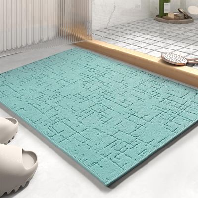 AMOAMI-Bath Mat-Absorbent Quick Dry Bathroom Floor Mats-Washable Rubber Backing Bath Mats for Bathroom Rugs Fit Under Door-Bath Rug for in Front of Sink Bathtub Shower Room, Lake 17''x24''