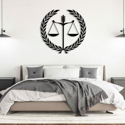 Metal Wall Decor, Scales of Justice Metal Wall Art, Scales of Justice Metal Decor, Scales of Justice Wall Decor, Law Office Wall Art, Law School, Lawyer Gift, Gift for Her or Him (Black, 39"x 37"| 100x96cm)